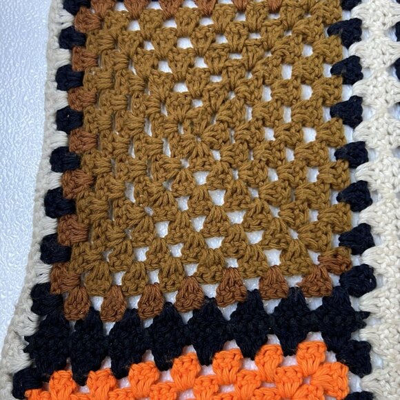 Vintage Handcrafted Crochet Granny Square Blanket Afghan Throw 43" X 52" - Picture 6 of 11